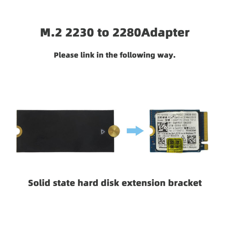 HEFIX M.2 2230 to 2280 PCB Extension Bracket, M.2 Length Extender | PCB pass-through, no data processing. Brass fastener secures SSD. Fits Steam Deck/Surface/mini PCs. Driver & standoffs. Bronze 2230 to 2280