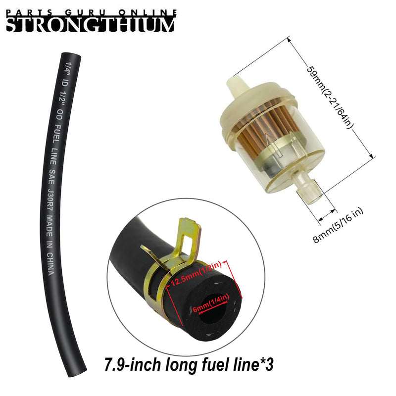 Strongthium Fuel Pump with Filter & Hose for Kohler Kawasaki Honda Briggs and Stratton Cub Cadet MTD Set A