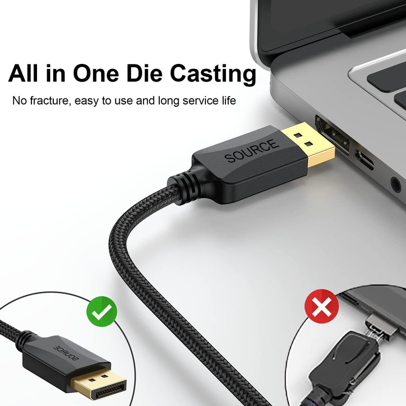 DisplayPort to HDMI Cable 10-Pack, 4K Display Port DP to HDMI Adapter 6FT Male to Male Cord UHD 4K, 2K,1080P, Gold-Plated Braided UHD Support Video and Audio for Dell, HP, NVIDIA,Samsung and More Black