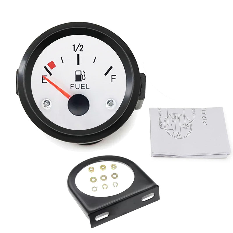 2" 52mm Fuel Level Gauge, 12V Fuel Tank Meter White LED with E-1/2-F Pointer for Car/Boat/Truck/Motorcycle