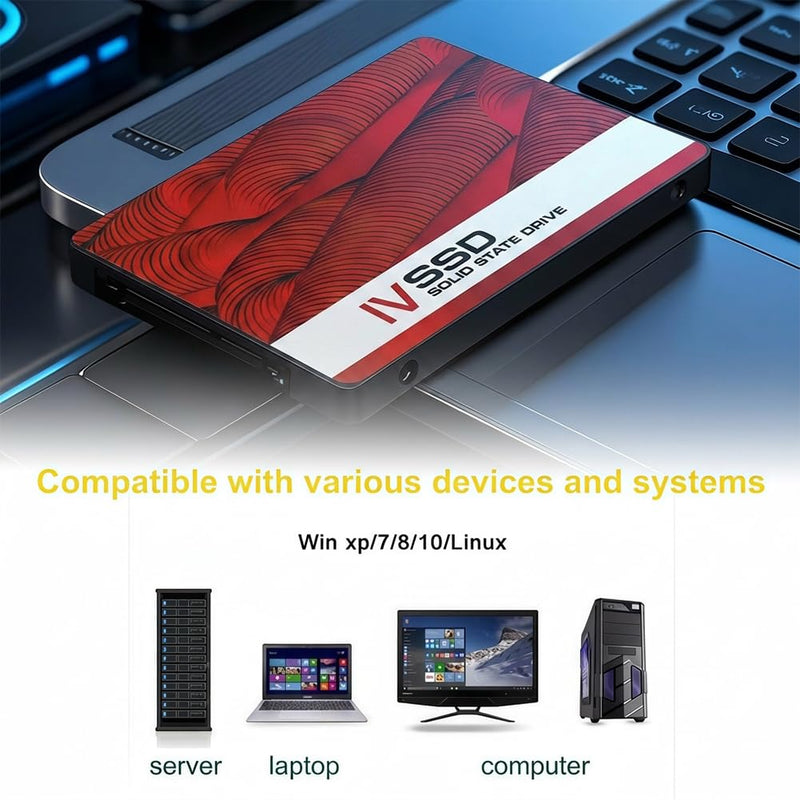 SATA III SSD - 128GB Internal Solid State Drive, 500MB/s Blazing Speed, High Durability, Wide Compatibility for Desktop, Laptop, All-in-One PC(Red) Red 128.0 GB