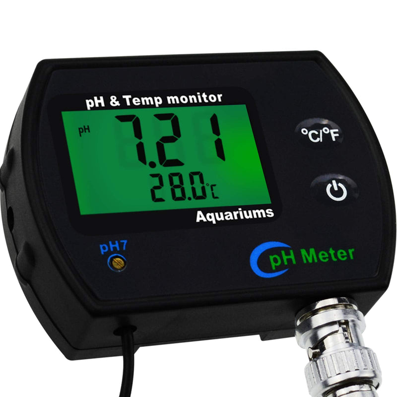 2-in-1 Combo pH & Temperature Meter Water Quality Tester Replaceable BNC pH Electrode for Aquariums Hydroponics Tanks Aquaculture Laboratory 2-in-1 Combo Monitor