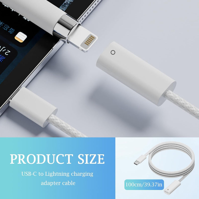 USB-C Charging Cable for Apple Pencil 1st Generation, Fast Charging & Bluetooth Pairing, Charger Adapter Compatible with iPad 10th Gen 2022 and 11th Gen 2025, USB-C Connector Charger Cord 3.3FT