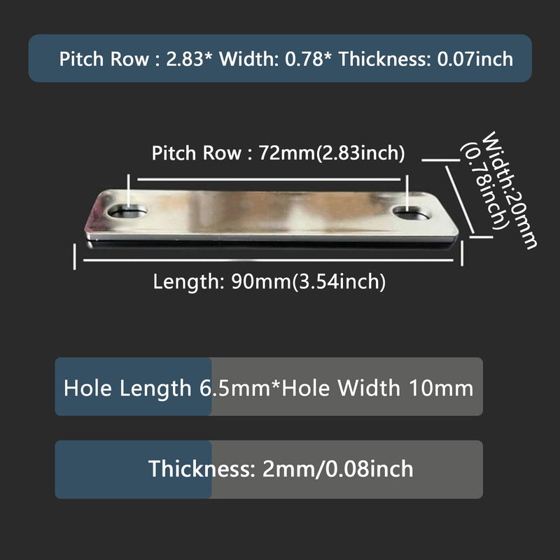 20PCS Pitch Row 2.83IN 2mm Thick Bus Bars Connector red Copper Nickel-Plated for Lifepo4 Cell 3.2V 50Ah 117ah 304ah 280ah 302ah Lithium Battery Busbar (20, Pitch Row 2.83IN) 20