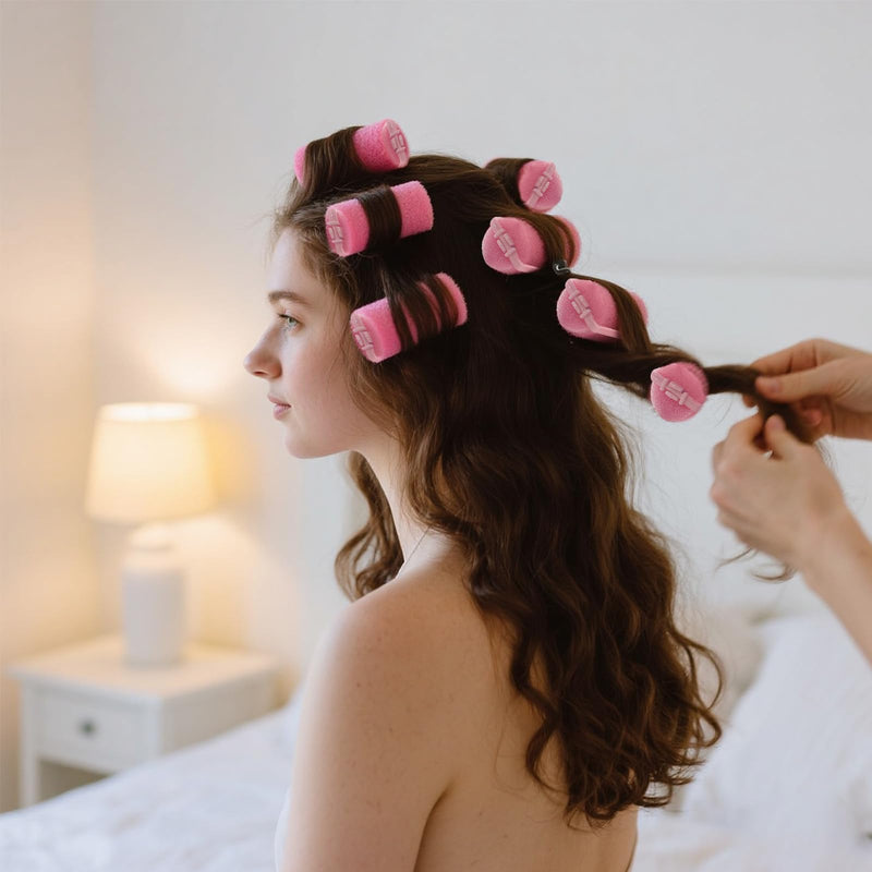 36 Pieces Foam Sponge Hair Rollers - Flexible Soft Sleeping Curlers, No Heat Heatless Self Grip Hairstyle Tool for Women, Hairdressing Benders for Home Salon on Long Medium Short Hair