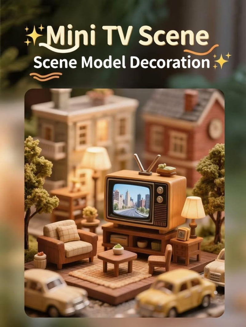 Mini Retro TV, Pixel Pocket Tiny TV, 2.4 Inch HD 480p with 8GB Storage, Support USB Upload Video, 180 Minutes of Battery Lifeg 1:12 Scale Classics for Dollhouse Miniature Scenes Gift1 (Yellow) Light Yellow