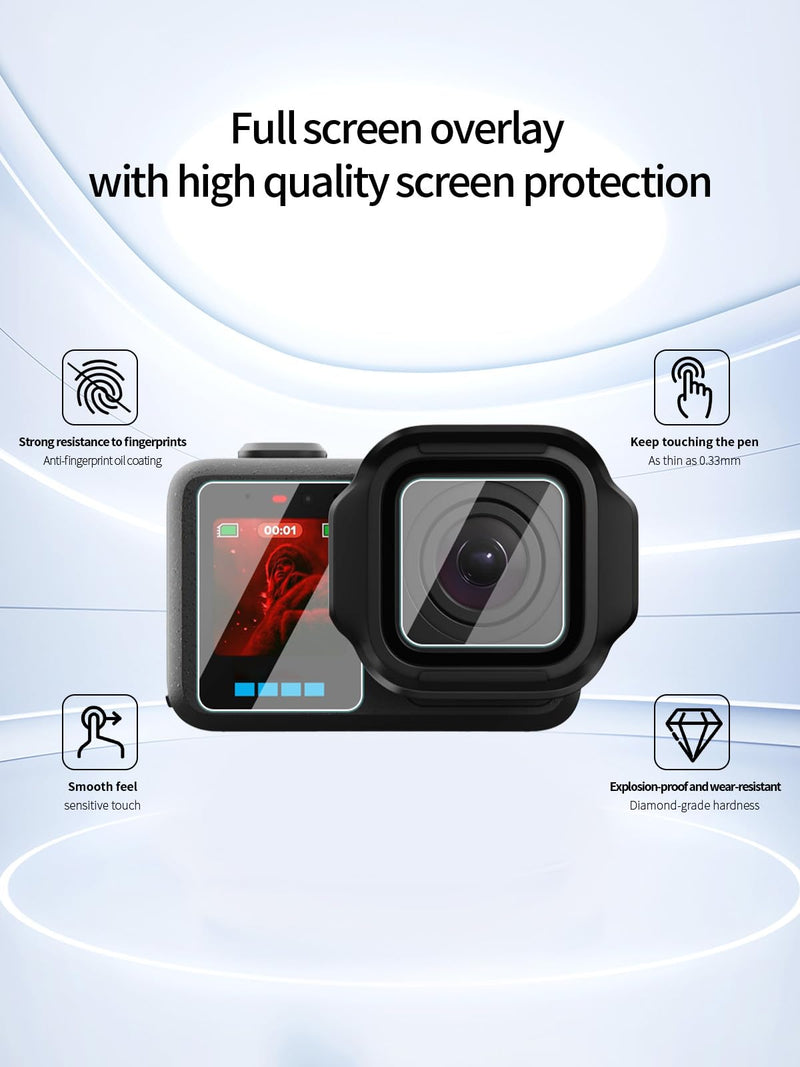 Tempered Glass Screen Protector for GoPro Mission 1/1 PRO, 1 Set | Anti-Scratch 9H Hardness Tempered Glass Flim,Touch Sensitive Edges Bubble Free Easy to Install,HD Clear.