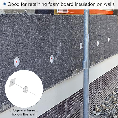 PATIKIL 80mm Perforated Insulation Pins with Round Washer,50 Sets 2in Insulating Nails Wall Plug for Fixing Foam Boards to Wall or Ceiling
