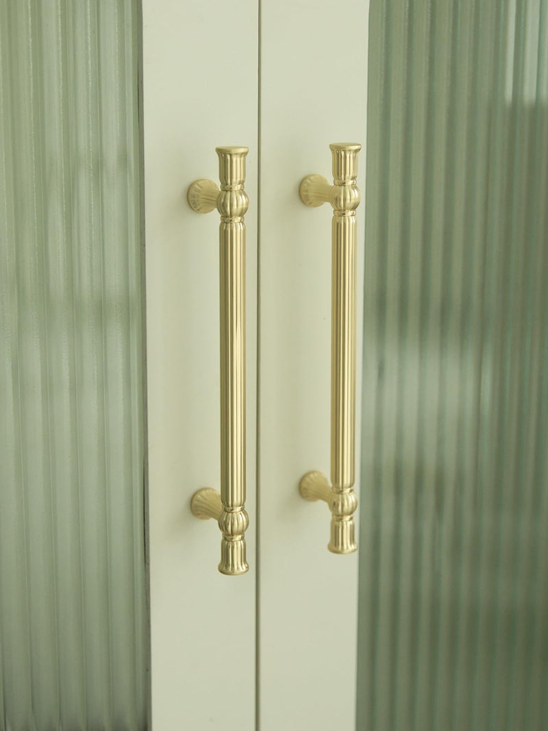 Brushed Gold Cabinet Pulls - 5 Inch(128mm) Hole Center Classic Vintage Drawer Handles Zinc Alloy,Kitchen Cupboard Bathroom Dresser Cabinet Hardware (5, Brushed Gold, 5"(128mm) Hole Centers) 5"(128mm)Hole Centers