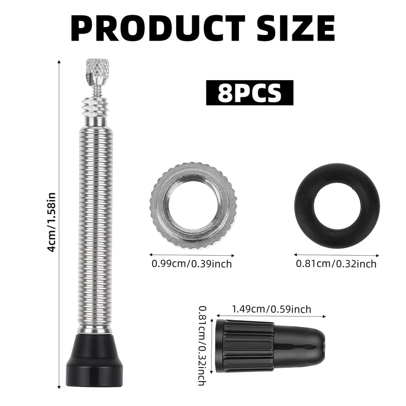 4 Pcs Presta Valve Stem 40 mm Tubeless Valve Stem Tubeless Bike Valve Adapter with 4 Pcs French Stem Valve Core Removal Tool for Bicycle MTB Road Bike Tubeless Tires Repair