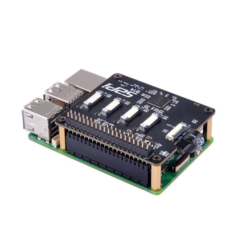 GeeekPi Quad FPC PCIe HAT for Raspberry Pi 5, B14 HAT 1 to 4 PCIe Interface with 40Pin GPIO Pin Header for Raspberry Pi 5