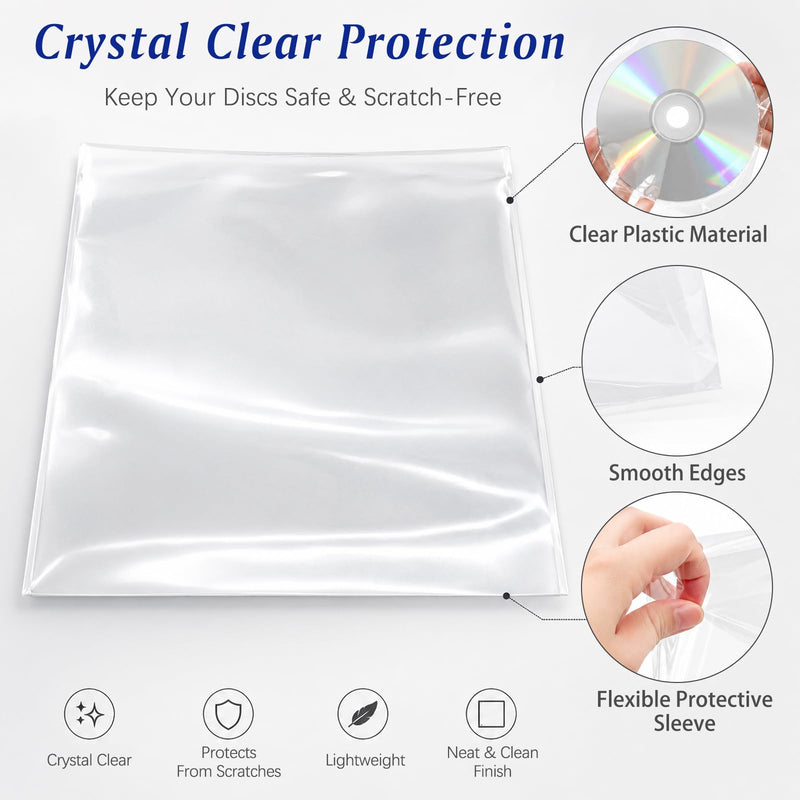 50 PCS Crystal Clear Vinyl Record Outer Sleeves, Protective LP Album Covers for Records, Anti-Dust, Scratch-Resistant Polypropylene Storage Sleeves for Vinyl Collection