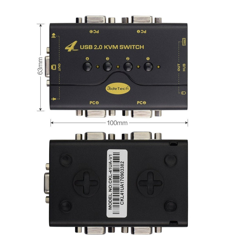 4 Port VGA KVM Switch with USB Hub and Audio Support Wireless Keyboard Mouse Connection and Push Button Switching Function CKL-41UA