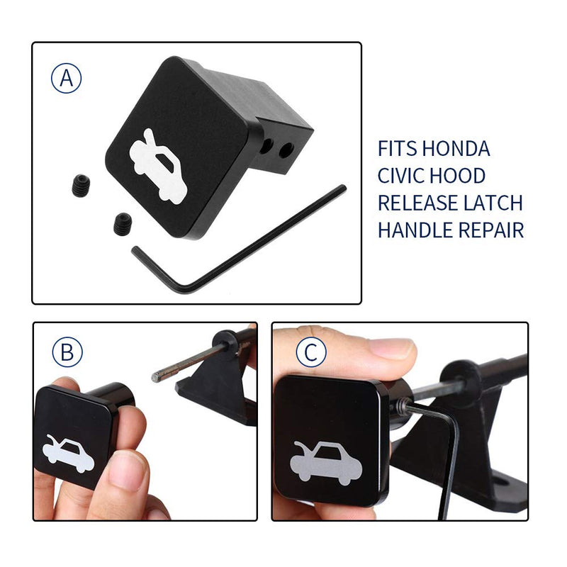 Hood Release Latch Handle Repair Kit Replacement for Honda Civic 96-2011, CR-V 97-2006, Element 03-2011, Heavy Duty Billet Aluminum Hood Latch Release Cable Repair Kit