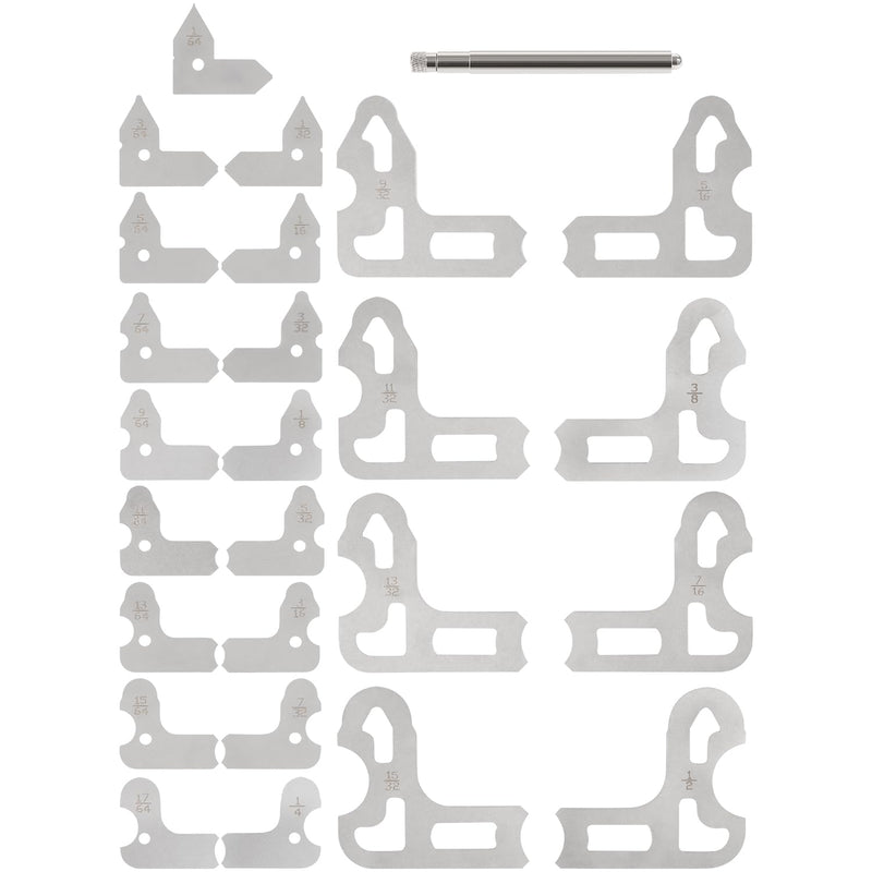 25-Piece Radius Gage Set 1/64''-1/2'' Gauges with Holder, 3602-5021 Radius Gauge Set 25
