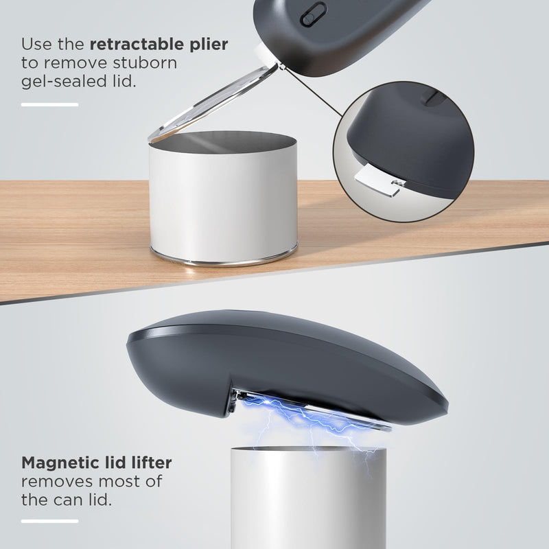 Canslab Ultrablde SE - USB Rechargeable Electric Can Opener for Kitchen for Seniors with Arthritis- Cordless Battery Powered Automatic, Side Cut, Smooth Edge, Handsfree, for Small or Large Cans, Grey Charcoal Black