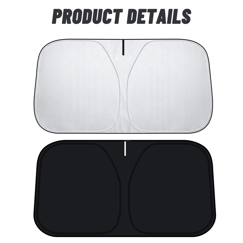 D-Lumina Windshield Sun Shade for 2015-2025 Fo-rd Mustang Accessories (NOT for Fo-rd Mustang Mach-E), Front Window Sunshade Sun Visor Protector Block UV Rays Heat, Foldable 2 Layers 210T Material Silver & Black-Fit 2015-2025 Ford Mustang