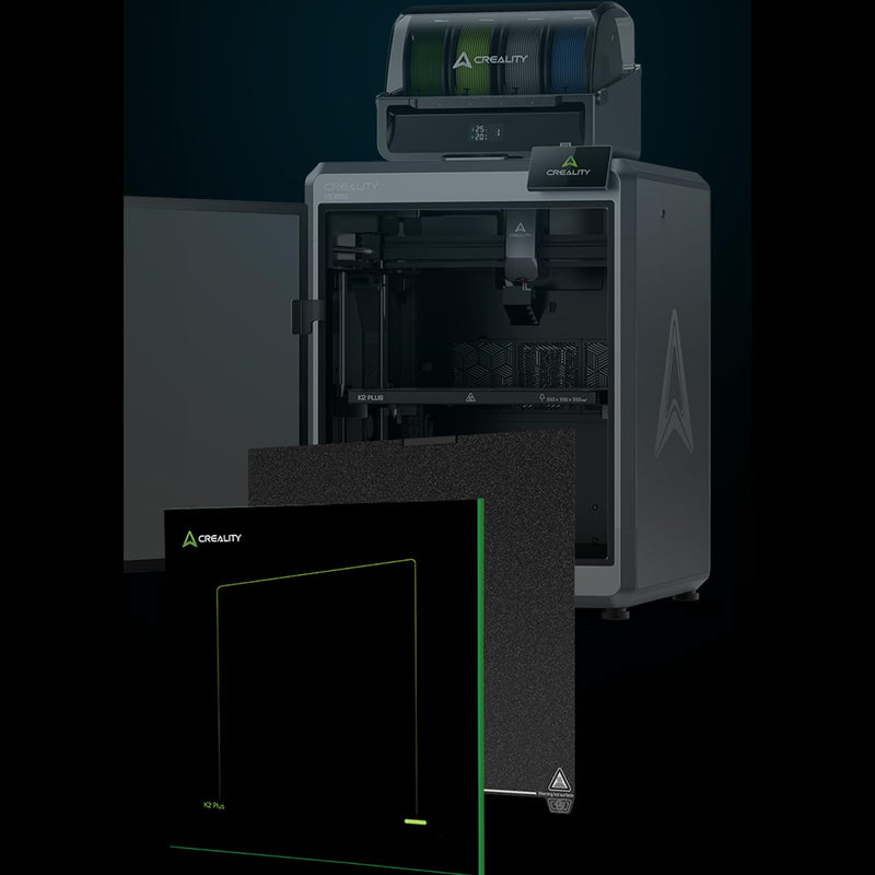 Creality K2 Plus Texture PEI Build Plate Kit, 3D Printer Heat and Wear Resistance Textured PEI Spring Steel Plateform with Wipe Nozzle Design for K2 Plus 370x370mm PEI Bed