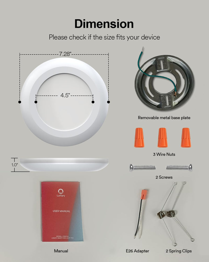 Lumary 5/6 inch Smart RGBAI Led Disk Light Pro, Color Changing Night Light | 1 Pack, CCT 2700-6500K, Flexible Install Flush Mount Ceiling Light, Compatible with Alexa/Google Assistant, Music Sync, Timer