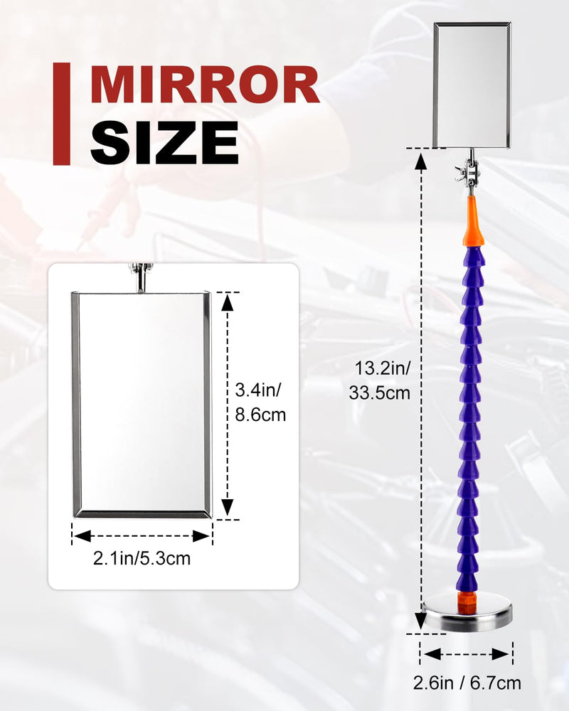 Inspection Mirrors Welding Mechanic Mirror with Magnetic Base Adjustable Arm Machine Tool for Technicians Auto Mechanics for Use in Confined Spaces