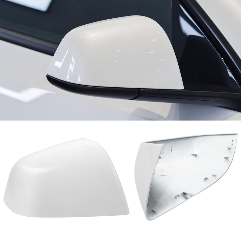 Jaronx Compatible with Tesla Model Y Side Mirror Cover Replacement 2020 2021 2022 2023 2024, Right Passenger Pearl White Door Rearview Mirror Cover Caps, for Tesla Model Y Accessories