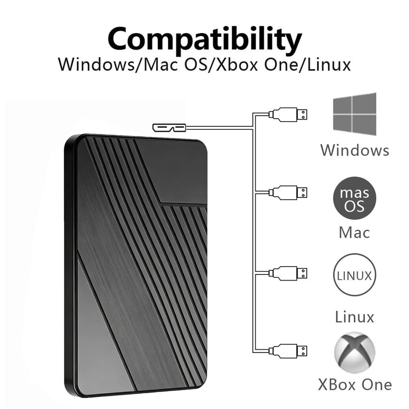 HWAYO Ultra Slim Portable External Hard Drive USB 3.0 HDD Storage for PC, Mac, Laptop, Desktop, Chromebook, PS4, Xbox one (120GB) 120GB