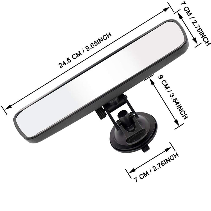Rear View Mirror,LECAMEBOR Universal Thickened Anti-glare HD Car Interior Rear View Mirror-(With Adjustable Suction Cup) White