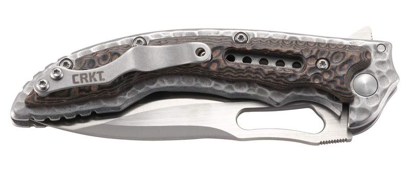 CRKT Fossil Folding Pocket Knife: Compact Stainless Steel Plain Edge EDC Folder with Frame Lock, Everyday Carry Knife, Satin Blade Finish 5460, Brown Fossil Compact - Brown