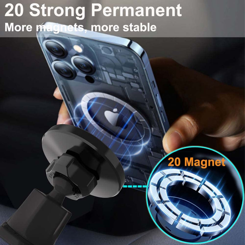 Magnetic Car Cup Holder Phone Mount for MagSafe, 2 Pack Cell Phone Mount for Car Cup Holder & Air Vent [ 20 X N52 Magnets ], for iPhone 15 14 13 Pro Plus Max Mini, MagSafe Case & Other Phone