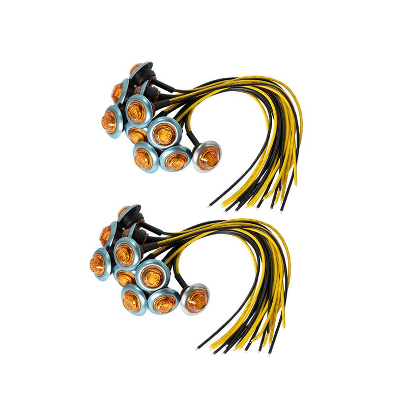 20PCS 3/4" Amber Round LED Side Marker Lights, 12V Trailer Clearance Lights with Chrome Grommets for Trailer Truck Car RV ATV