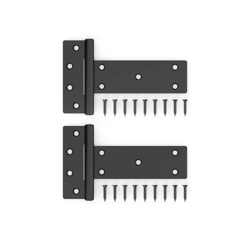 National Hardware N166-035 6 in Industrial T Gate Hinges 2-Pack 48 lbs Capacity per Hinge with Weatherguard Protection Black Finish for Outdoor Fence Gate Hardware Gate Hinge
