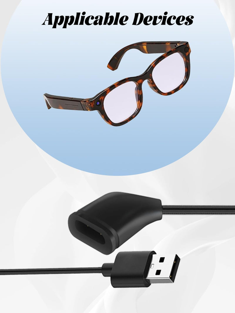 for wepmous G600 20MP AI Smart Glasses with Camera Charging Cable, 3-Layer Safe Charging Protection, Ultra-Soft Flexible Cable, Safe Material,Black