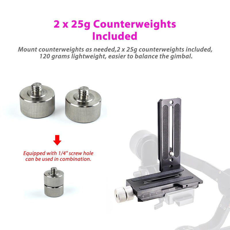 L Bracket Vertical Mount Quick Release Plate for Zhiyun Weebill S Crane 2 3 Gimbal Stabilizer, DSLR Camera, Tripod, Monopod