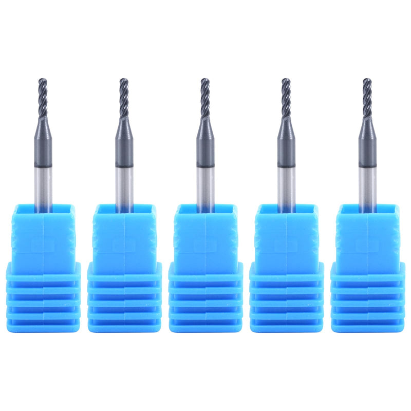 ISB Ball Nose End Mill Cutter, 1/16" Diameter, 1/8" Shank Diameter, 4 Flute Micro Grain Carbide Mrill Bits CNC Router Bits for Hardened Steel, Stainless Steel, Alloy Steel, Aluminum, Suitable 1/16 in 5