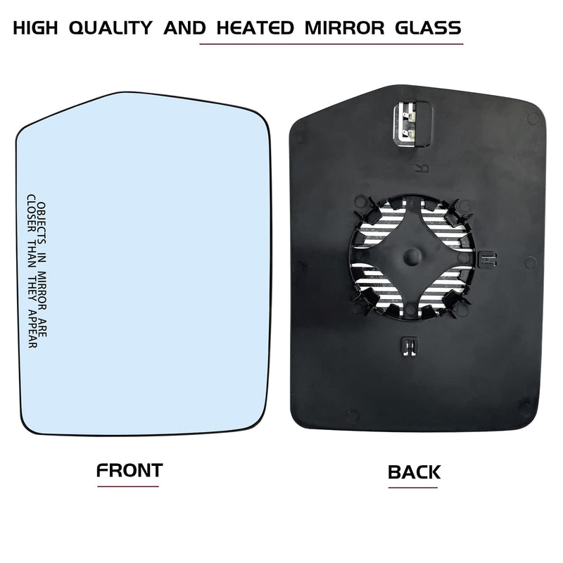 New Passenger Right Side Heated Mirror Replacement for 2004-2014 Ford F150 Mirrors - Side View Heated Convex Mirror Glass with Rear Holder 4L3Z-17K707-DA Passenger Side (Right)