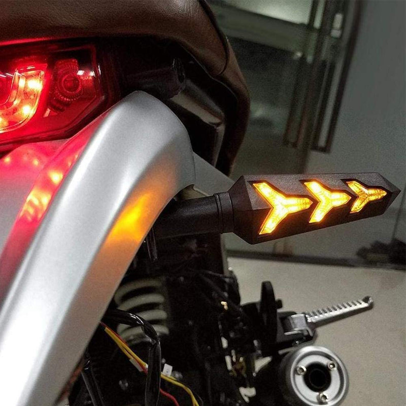 2-Pack Motorcycle Indicators Flowing Turn Signal Lights Y Shape LED Bulbs For Motorbike Scooter Off Road (DC-12V) 2