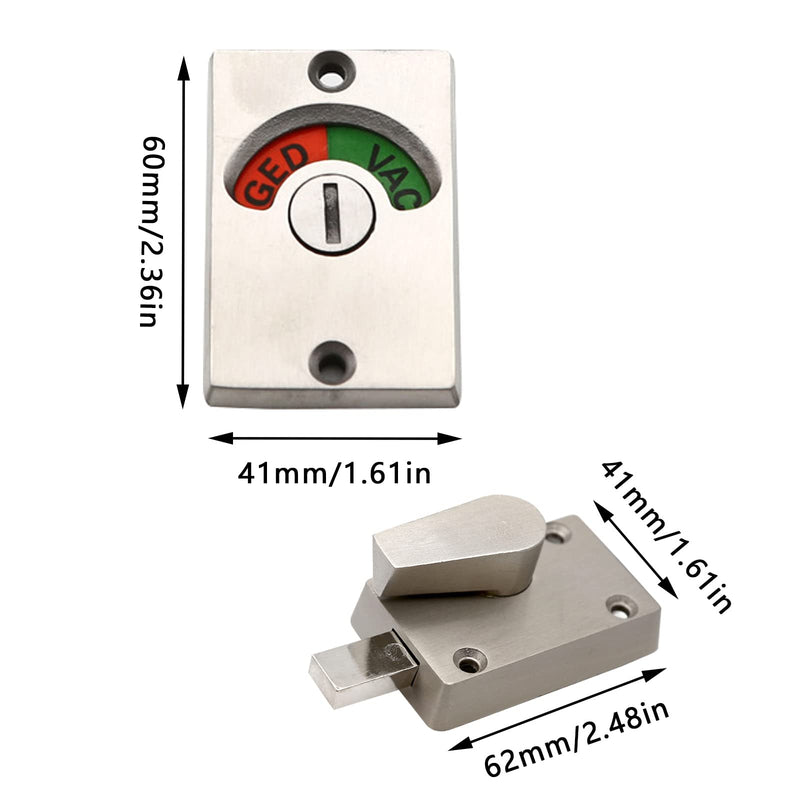 Vacant Occupied Bathroom Lock, Zinc Alloy Latch Indicating Locks Bathroom Door Privacy Indicator Bolt Vacant/Engaged Bathroom WC Public Restroom Toilet Privacy Partition Door Lock Latch Silver