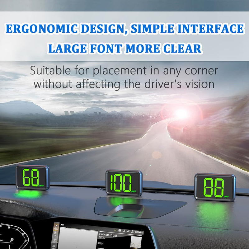 Heads Up Display for Cars Windshield with MPH Speed,HUD Display Digital Speedometer for Car Used USB Plug,Universal GPS Speedometer for Car Accessories Fit for Cars SUVs Trucks （MP/H） MP/H