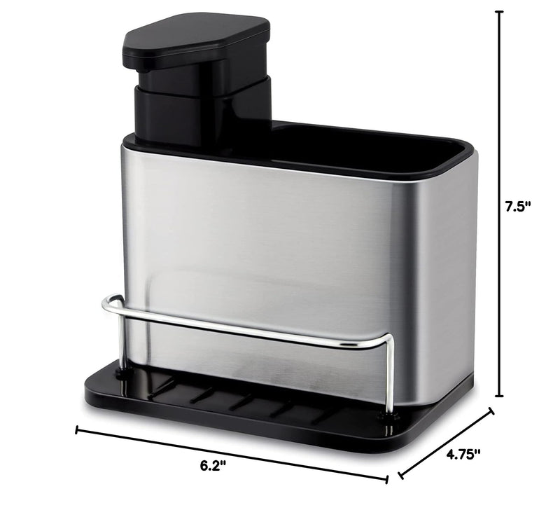 Dish Soap Dispenser 3-in-1 Sponge Holder for Kitchen Sink Stainless Steel, Rustproof