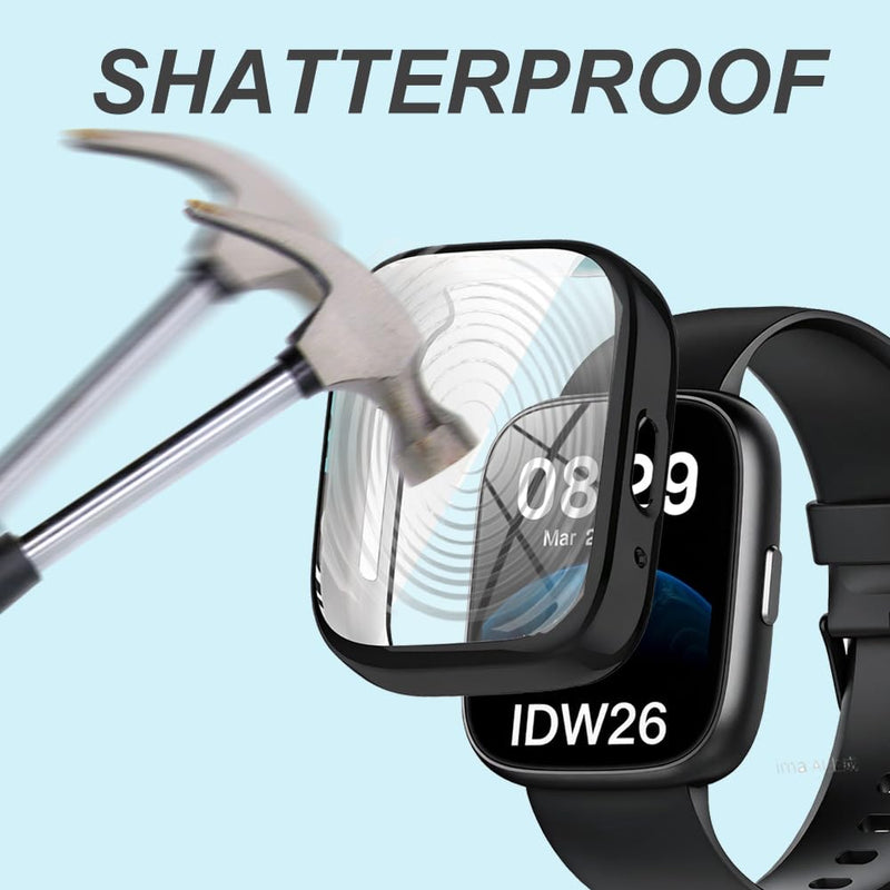 TPU Case with Built-in Screen Protector for Cillso LODIMEKE IDW26 1.83" Fitness Tracker Smart Watch, Full-Body Protection, 9H Shockproof Black