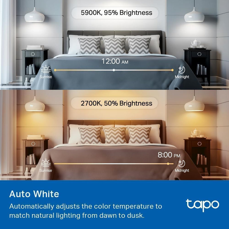 Tapo TP-Link Smart Light Bulbs, 1100 Lumens High Brightness (75W Equivalent), Matter-Certified, 16M Colors WiFi Light Bulb, Dimmable, Works w/Siri, Alexa & Google Home, A19 E26, L535E(4-Pack) Matter Light Bulb 4 Pack