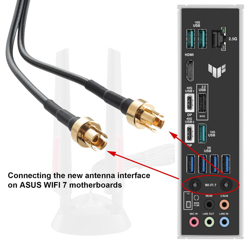 9dBi WiFi 7 Tri-Band Magnetic Base Gaming Antenna with New Connector for ASUS ROG Strix X870E-E X870-A X870-Plus B650-Plus ASUS Prime TUF Gaming and More PC Desktop Computer Gaming Motherboard