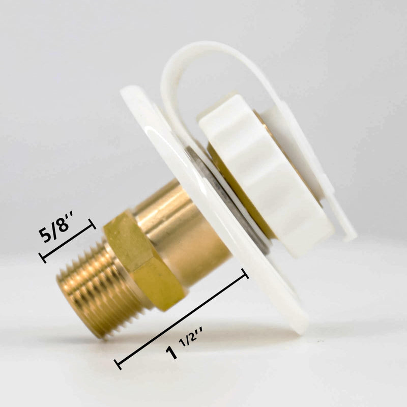 RV Water Inlet Connection City Water Fill Inlet Flange Brass with Check Valve RV Water Hose Connector Replacement 1/2" NPT Male City Water Fill Flange City Water Hookup for Camper (White) White