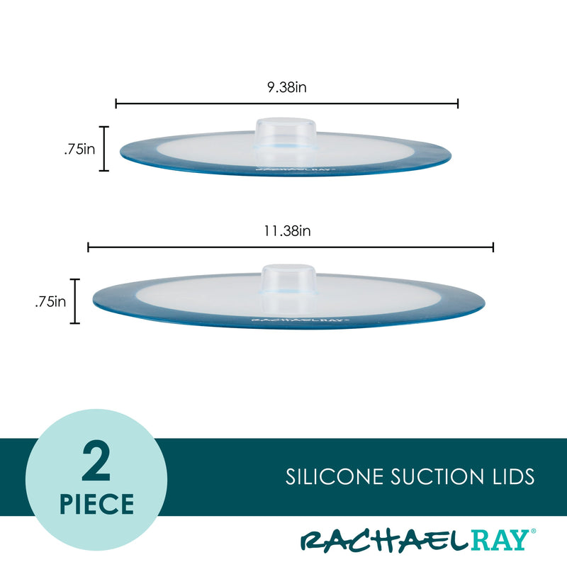 Rachael Ray Tools and Gadgets Silicone Suction Lid Set, 2 Piece - Teal