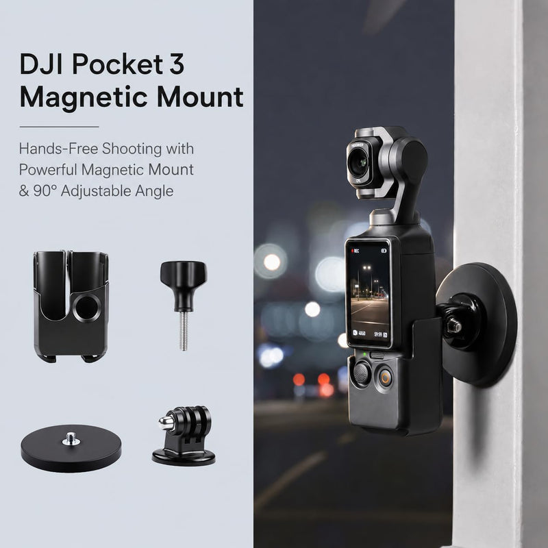 11-in-1 Accessories Kit Compatible with DJI Osmo Pocket 3/Xtra Muse Camera | with Portable Carrying Case, Magnetic Mount Stand, Fill Light, Mini Tripod, Backpack Strap Mount and Screen Protector