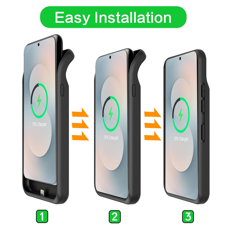 Battery Case for Galaxy S25 FE, Upgraded 12000mAh Battery Pack Rechargeable Charger Case with Wireless Charging Compatible for Galaxy S25 FE (6.7 inch) External Charging Case (Black)
