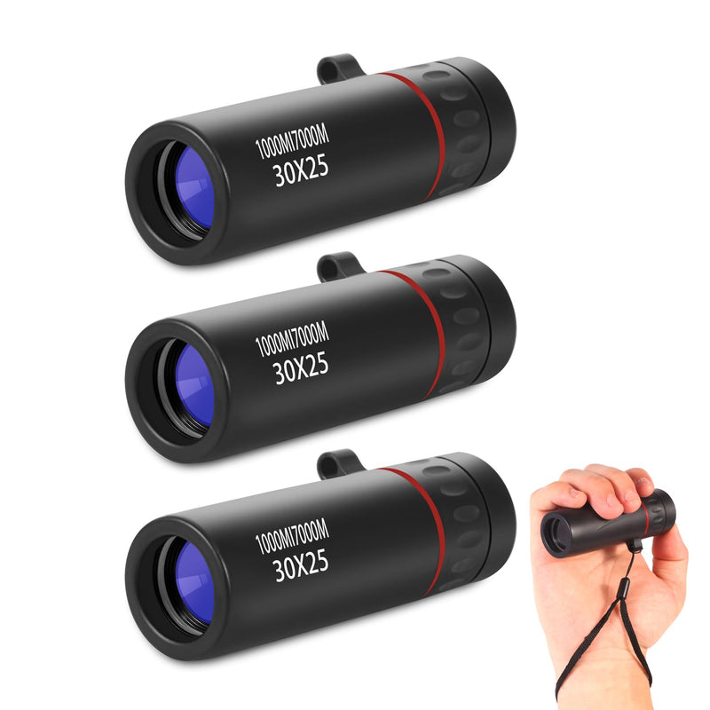 3 Pack Monocular Telescope, 30X25 HD Portable Monocular for Adults, with Hand Rope and Storage Bag, for Hiking, Hunting and Bird Watching