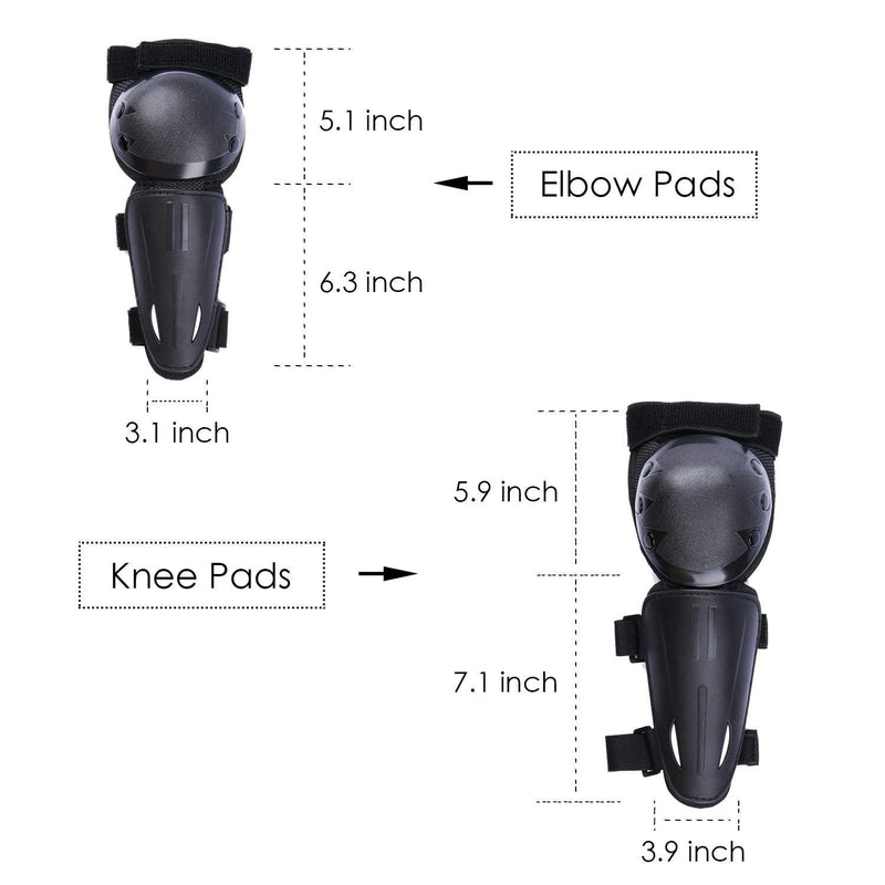Webetop Kids Dirt Bike Knee and Elbow Pads Shin Guards Youths Kids Motocross Protective Gear Set 4pc (Black) black