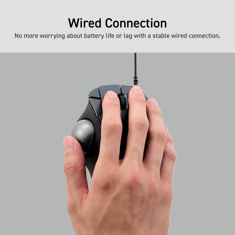 ELECOM Ergonomic Comfort Design Trackball IST Wired USB-A Connection, Super Smooth Tracking with Roller Ball Bearing, 36mm Ball, Thumb Control, Compatible for Windows, PC, and Mac Black (M-IT11URBK)