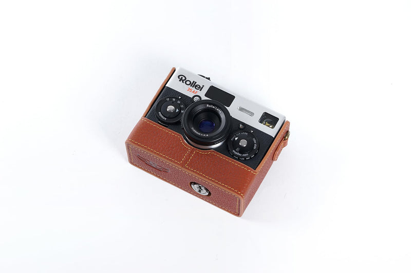 35AF Case, Handmade Genuine Real Leather Half Camera Case Bag Cover for Rollei 35AF With Lens Cover (Brown) Brown